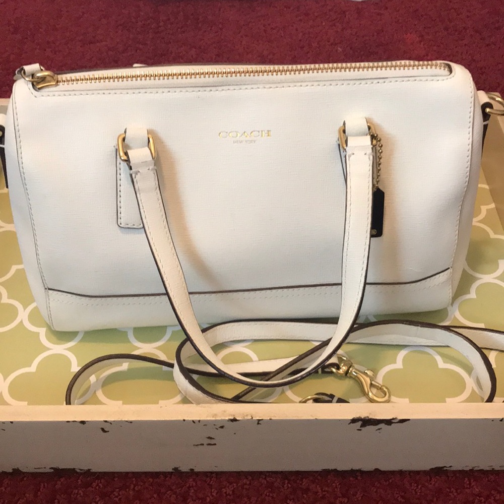 Coach white leather small satchel